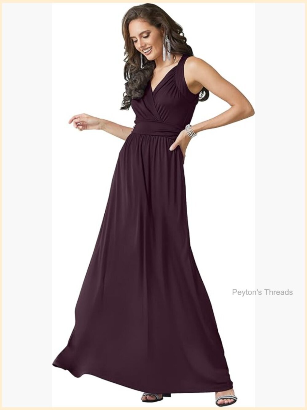 Long Sleeveless Flowy Bridesmaid Cocktail Evening Gown Maxi Dress